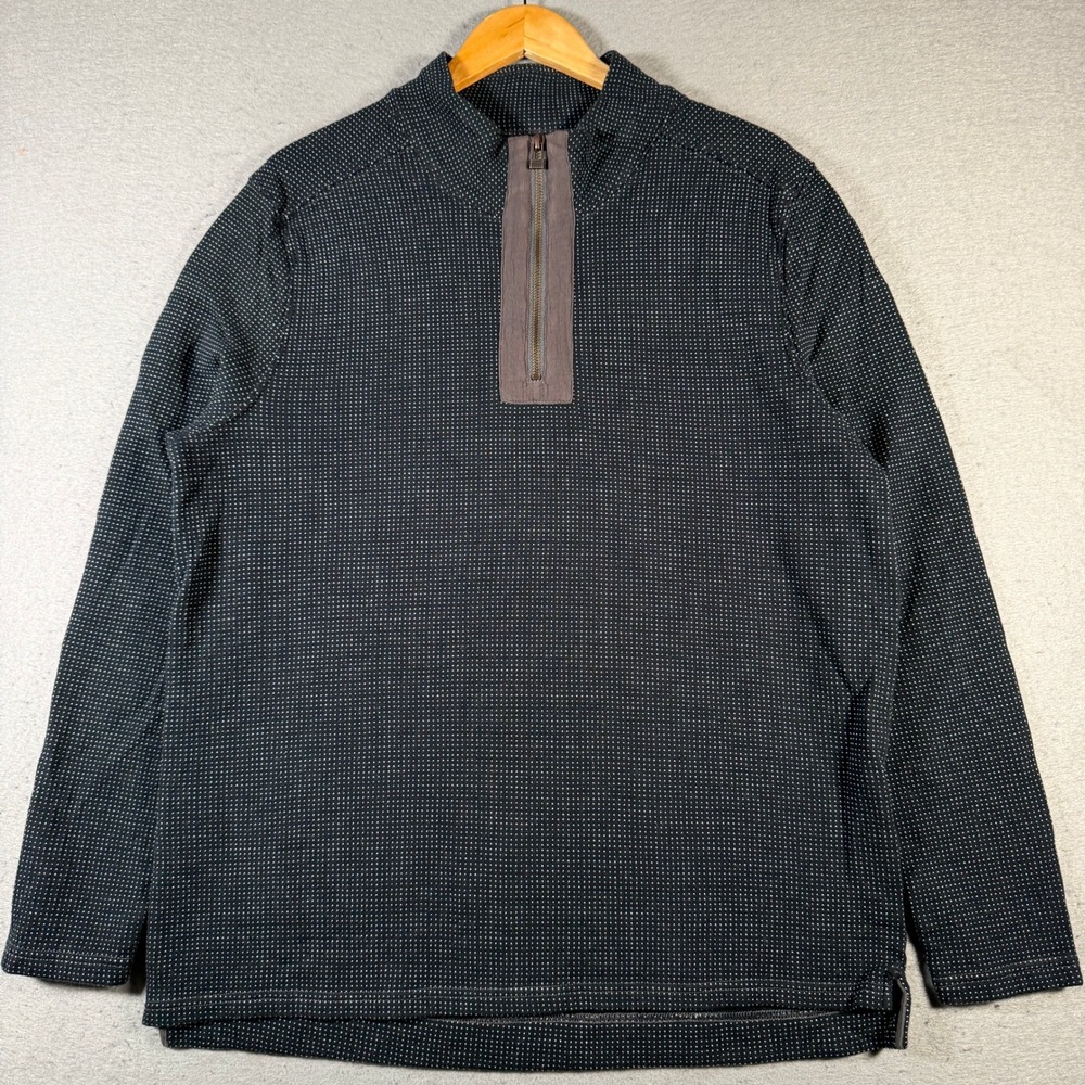 Carbon2Cobalt Mens Medium 1/4 Zip‎ Pullover Textured Knit Casual Sweater Black
